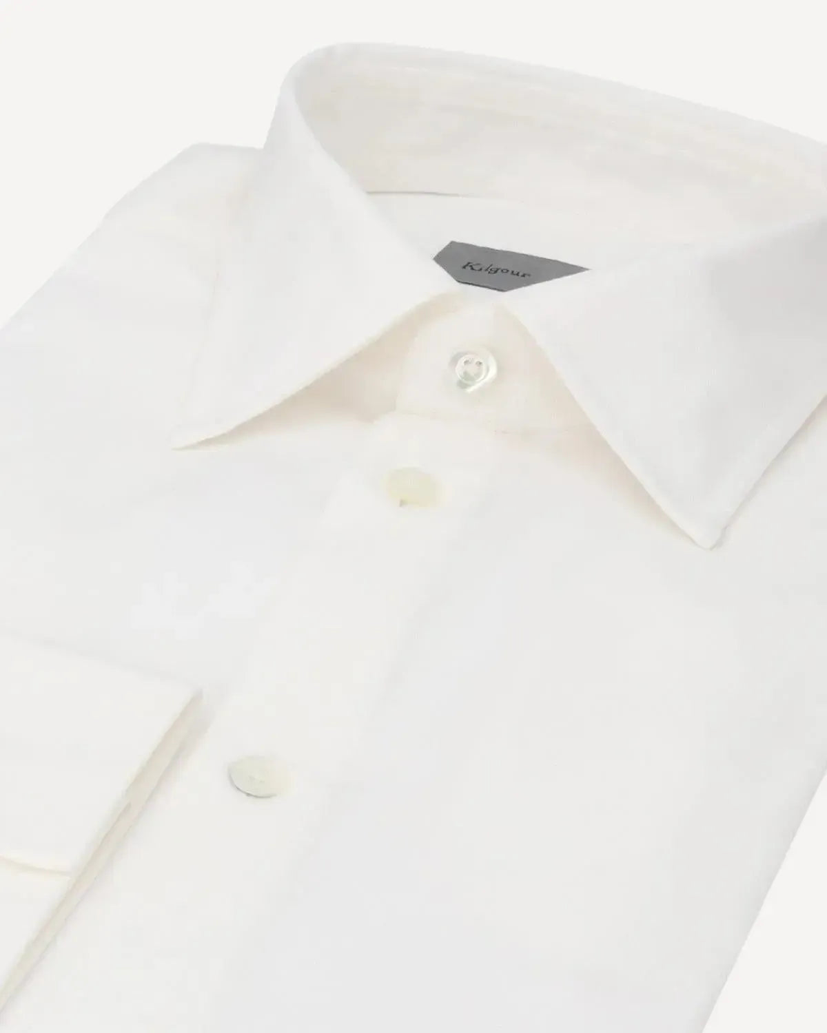 KILGOUR Textured Weave Cut-away Collar Shirt Ivory-MALFORD OF LONDON SAVILE ROW MENSWEAR OUTLET