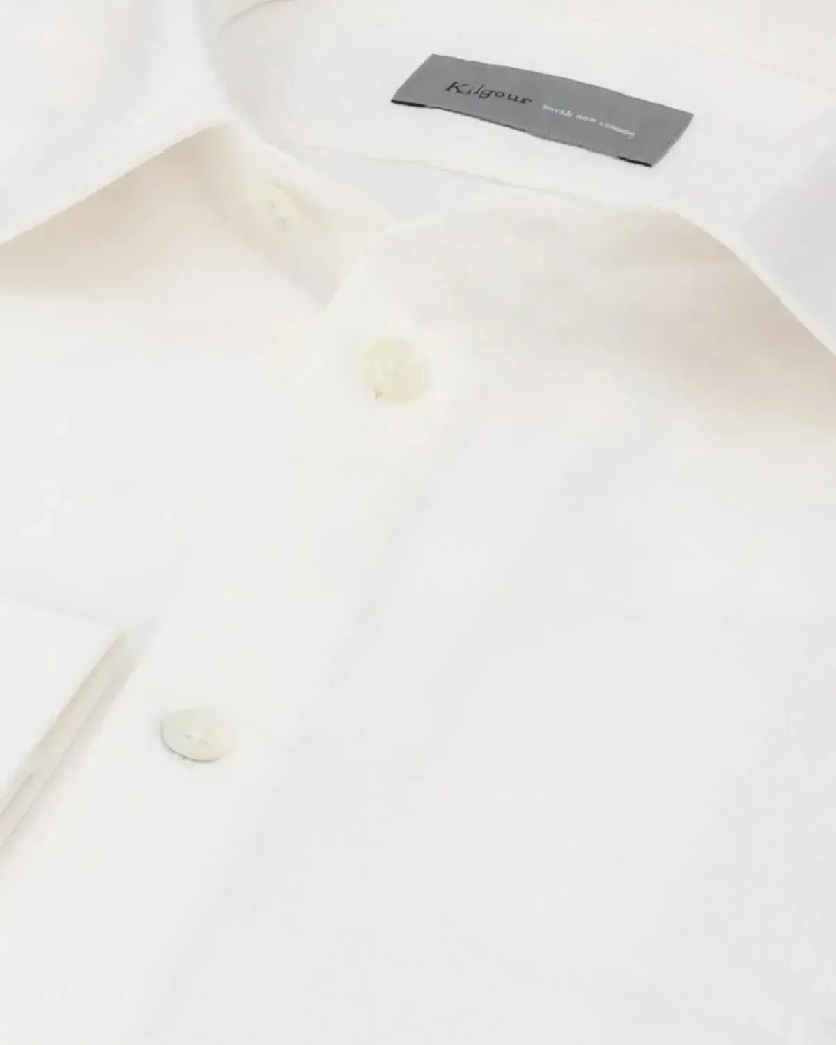 KILGOUR Textured Weave Cut-away Collar Shirt Ivory-MALFORD OF LONDON SAVILE ROW MENSWEAR OUTLET