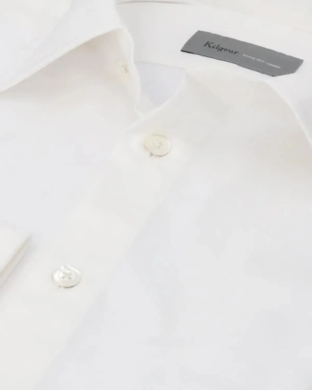 KILGOUR Textured Weave Cut-away Collar Shirt White-MALFORD OF LONDON SAVILE ROW MENSWEAR OUTLET