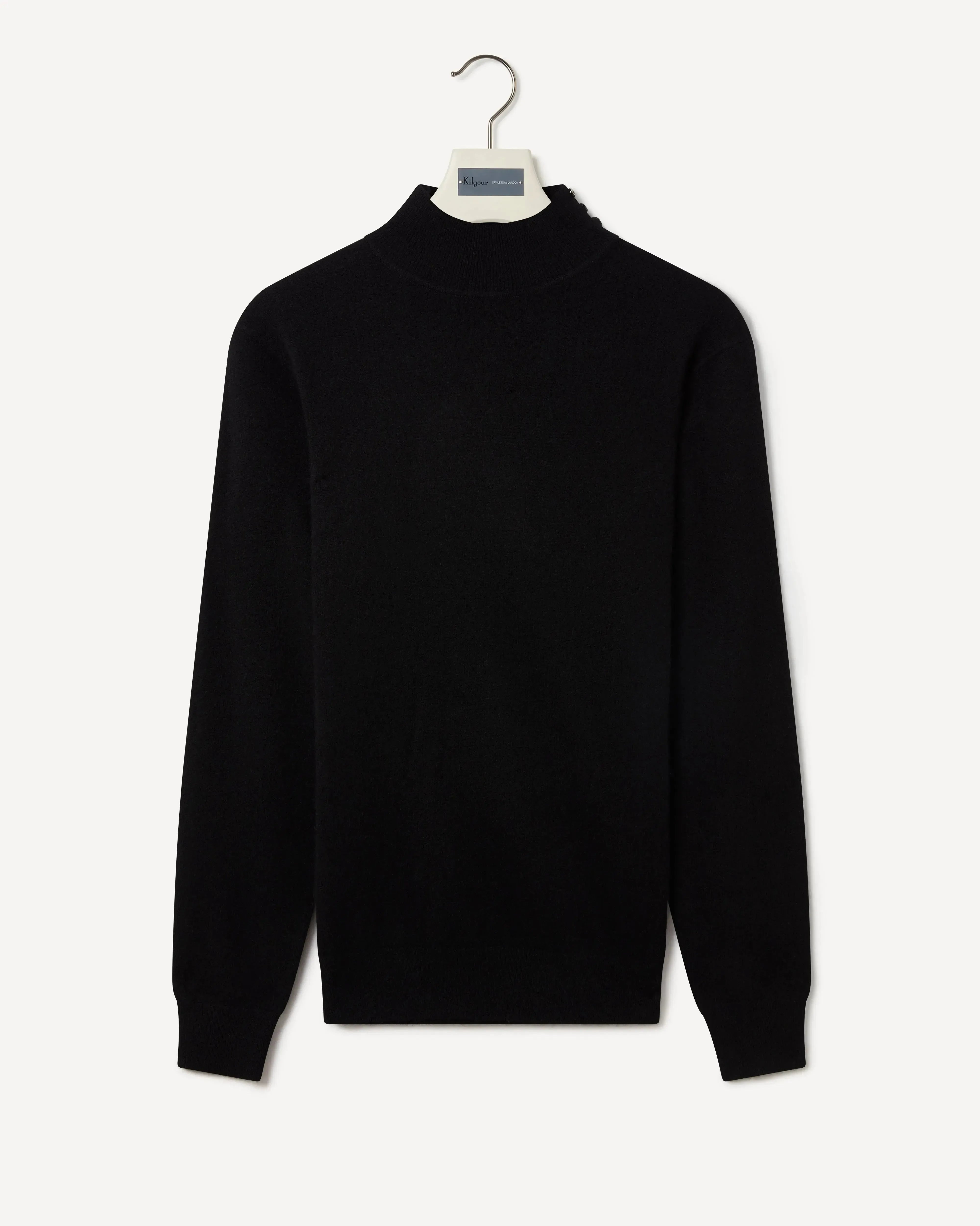 Kilgour 3 Button Turtle Neck Black-MALFORD OF LONDON SAVILE ROW MENSWEAR OUTLET