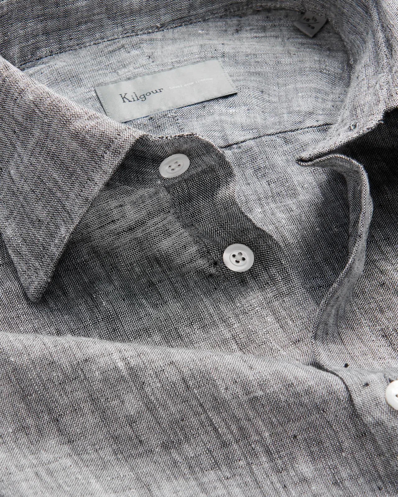 Kilgour Black Tailored Fit Shirt Linen-MALFORD OF LONDON SAVILE ROW MENSWEAR OUTLET