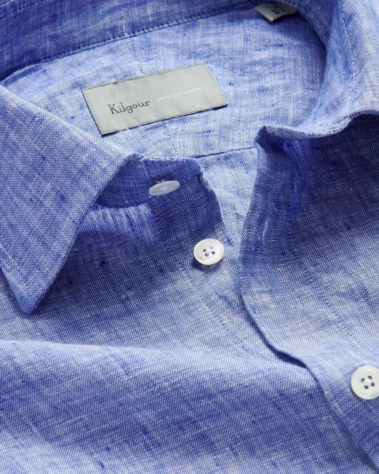 Kilgour Blue Tailored Fit Shirt Linen-MALFORD OF LONDON SAVILE ROW MENSWEAR OUTLET