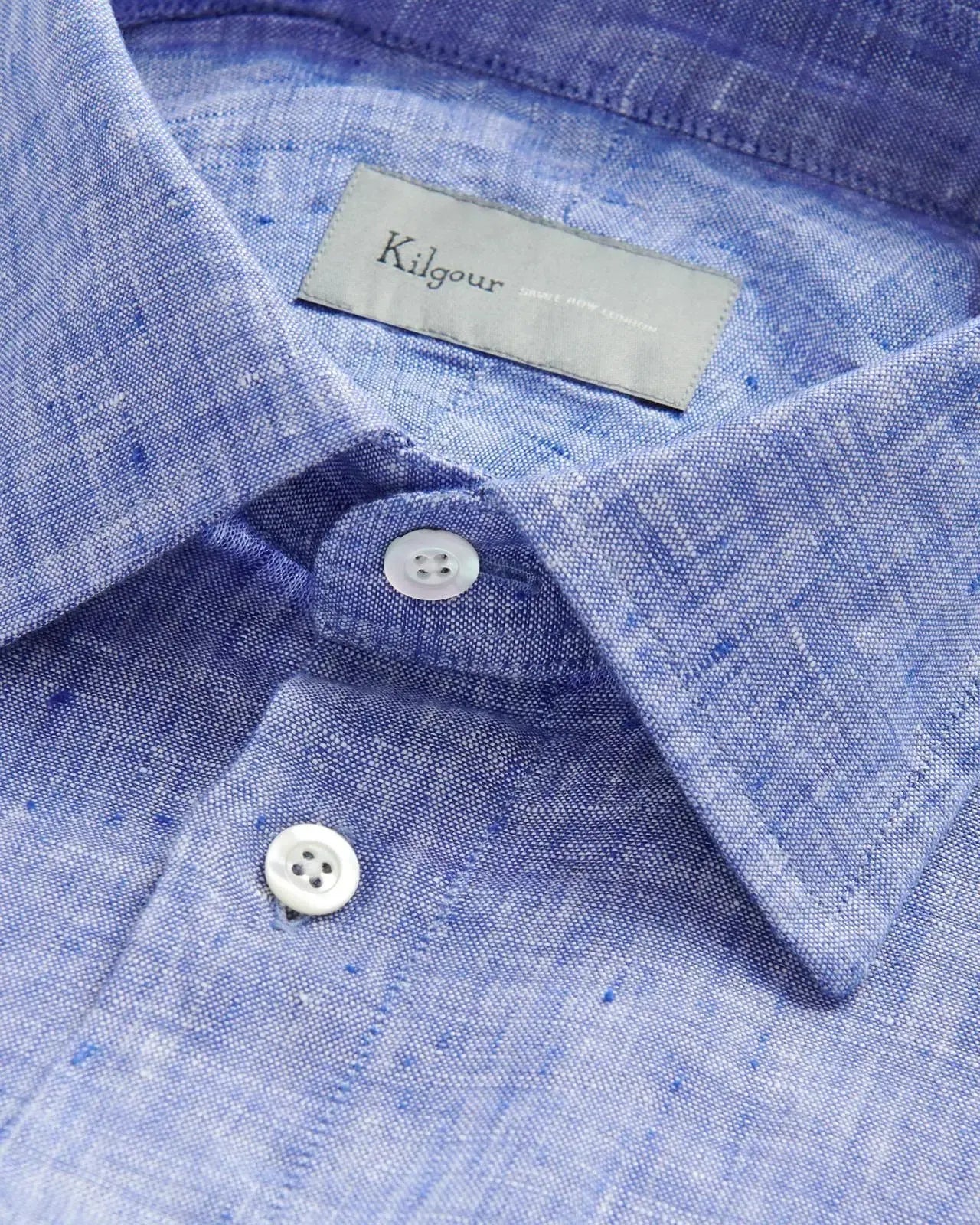 Kilgour Blue Tailored Fit Shirt Linen-MALFORD OF LONDON SAVILE ROW MENSWEAR OUTLET