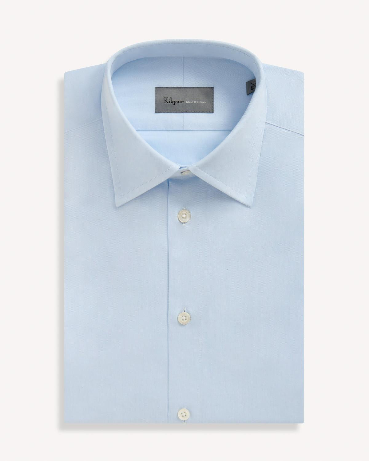 Kilgour Classic Dobby Cotton Shirt Sky-MALFORD OF LONDON SAVILE ROW MENSWEAR OUTLET