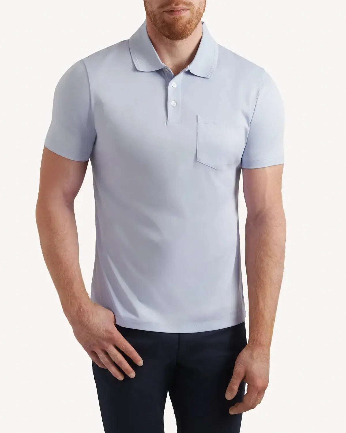 Kilgour Classic Fit Short Sleeve Polo Shirt Soft Blue-MALFORD OF LONDON SAVILE ROW MENSWEAR OUTLET