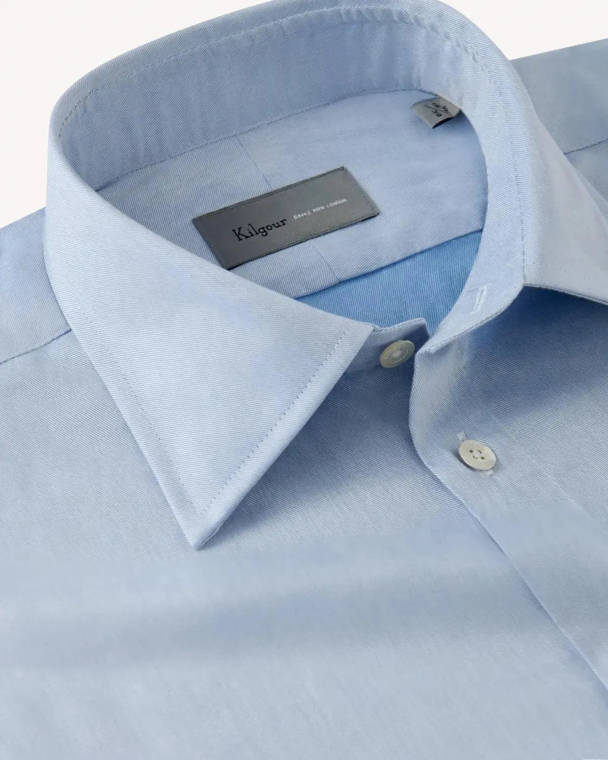 Kilgour Classic Twill Cotton Shirt in Sky-MALFORD OF LONDON SAVILE ROW MENSWEAR OUTLET