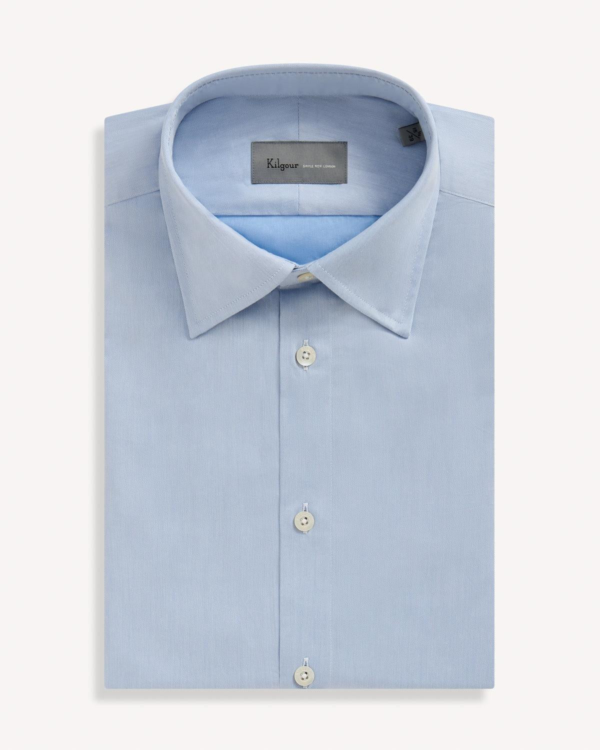 Kilgour Classic Twill Cotton Shirt in Sky-MALFORD OF LONDON SAVILE ROW MENSWEAR OUTLET