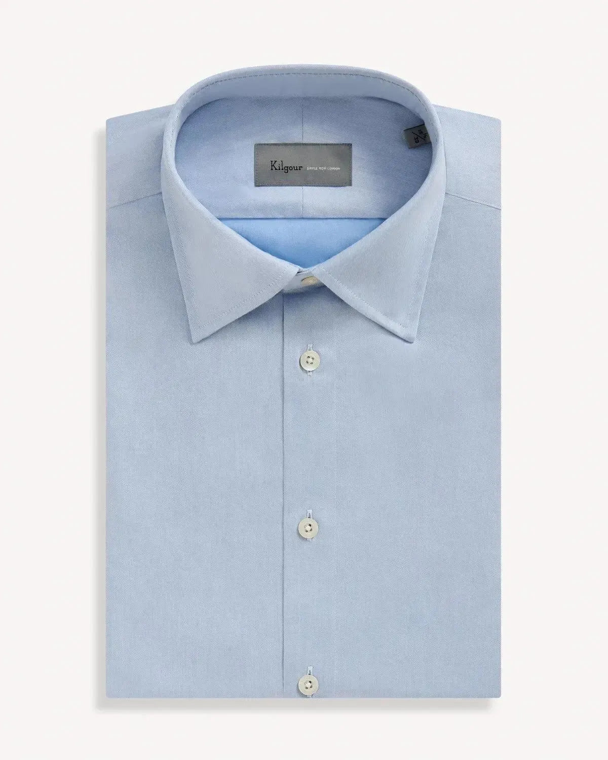 Kilgour Classic Twill Cotton Shirt in Sky-MALFORD OF LONDON SAVILE ROW MENSWEAR OUTLET