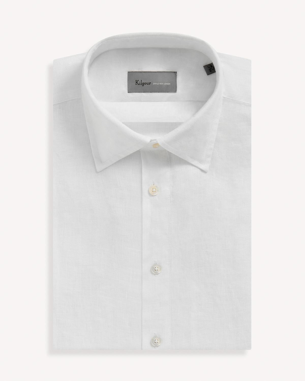 Kilgour Classic White Linen Shirt-MALFORD OF LONDON SAVILE ROW MENSWEAR OUTLET
