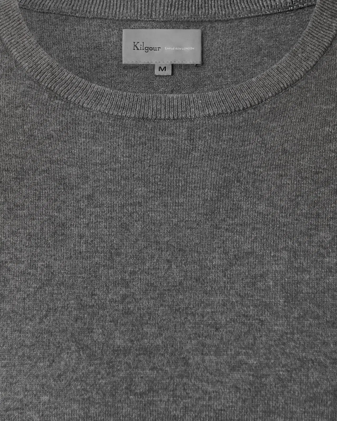 Kilgour Cotton/Cashmere Mix Crew Neck T-Shirt Ashes-MALFORD OF LONDON SAVILE ROW MENSWEAR OUTLET
