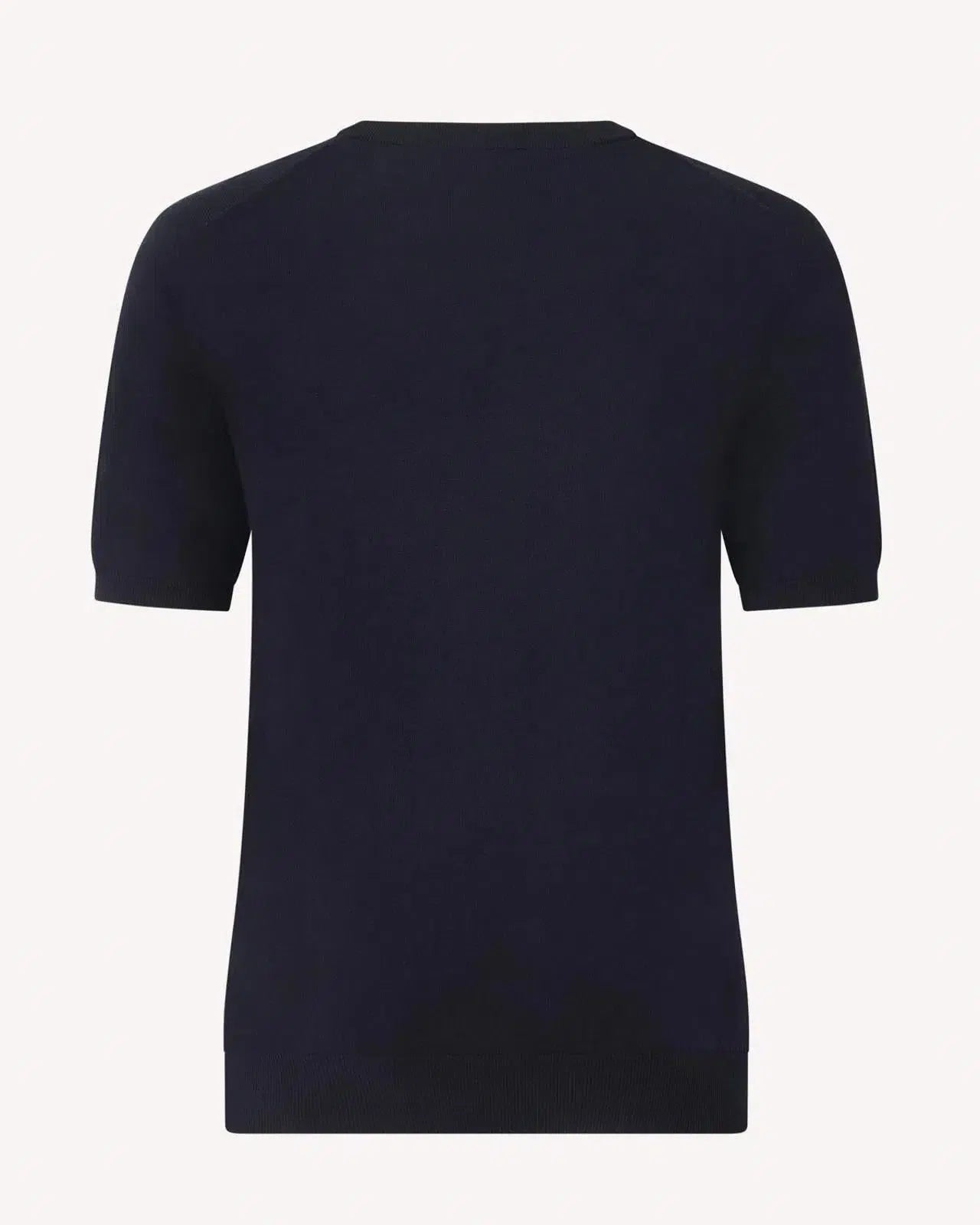 Kilgour Cotton/Cashmere Mix Crew Neck T-Shirt Neat Navy-MALFORD OF LONDON SAVILE ROW MENSWEAR OUTLET
