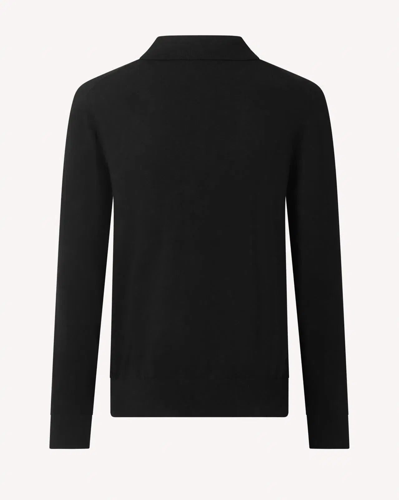 Kilgour Cotton/Cashmere Mix Long Sleeve Polo Shirt Blacklead-MALFORD OF LONDON SAVILE ROW MENSWEAR OUTLET