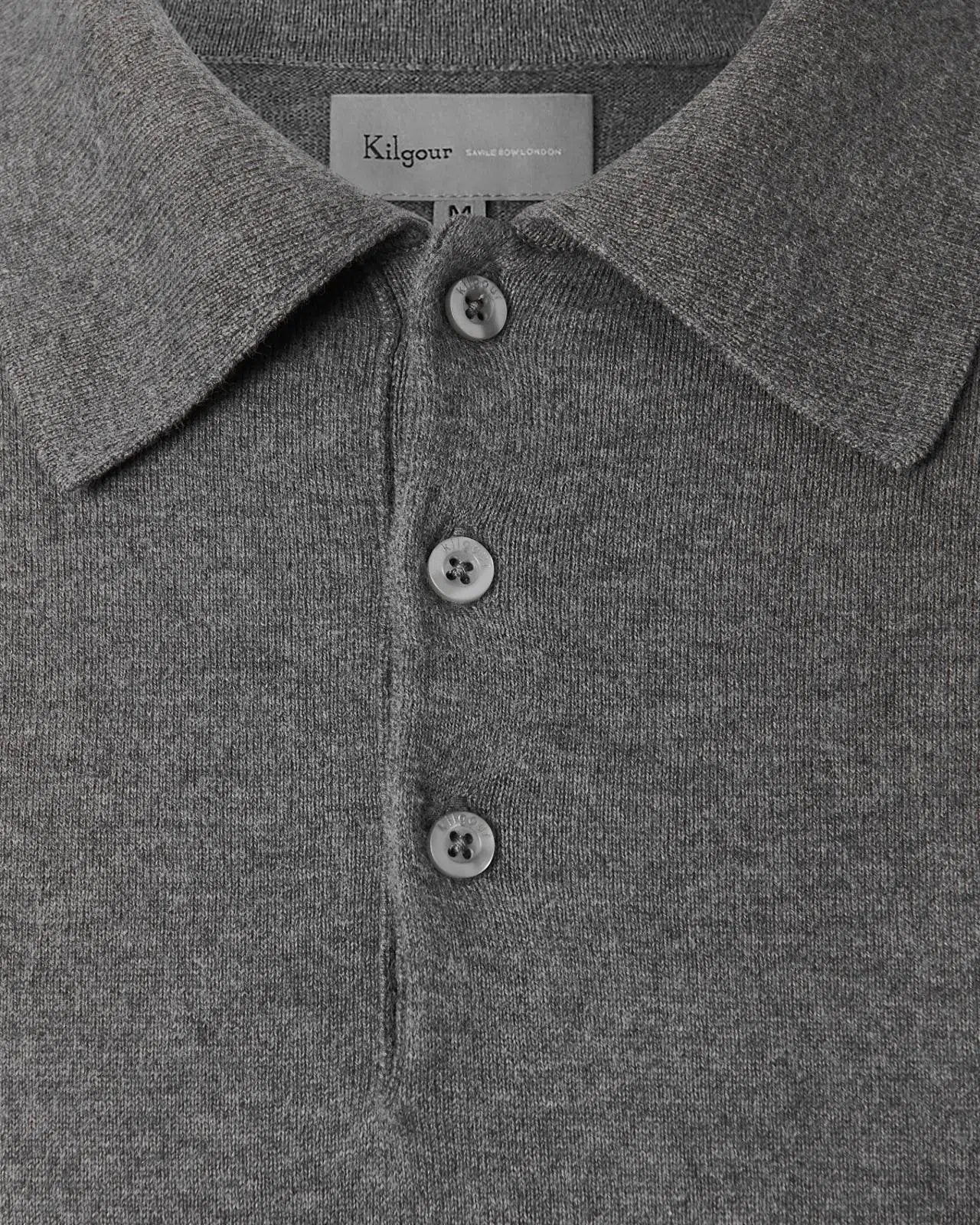 Kilgour Cotton/Cashmere Mix Short Sleeve Polo Shirt Ashes-MALFORD OF LONDON SAVILE ROW MENSWEAR OUTLET