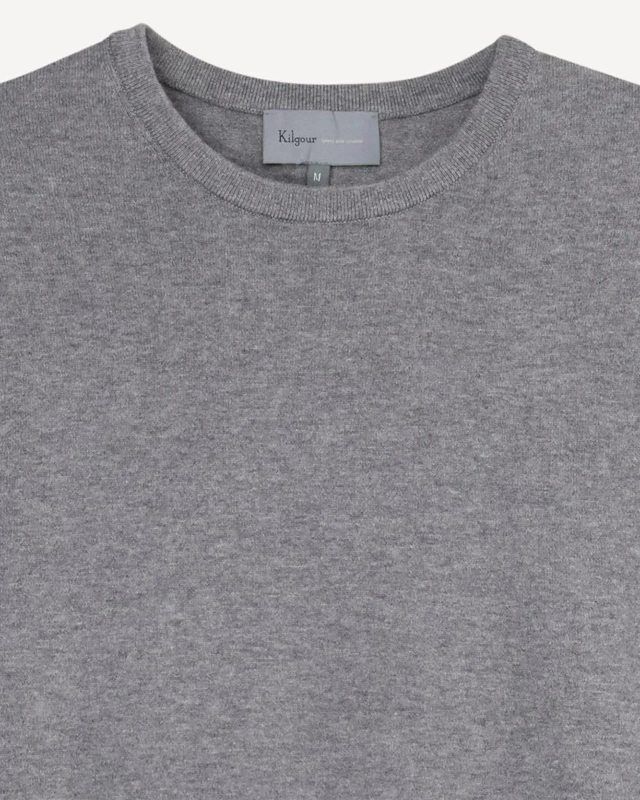 Kilgour Crew Neck Long Sleeve Knit Pullover Jumper Grey-MALFORD OF LONDON SAVILE ROW MENSWEAR OUTLET