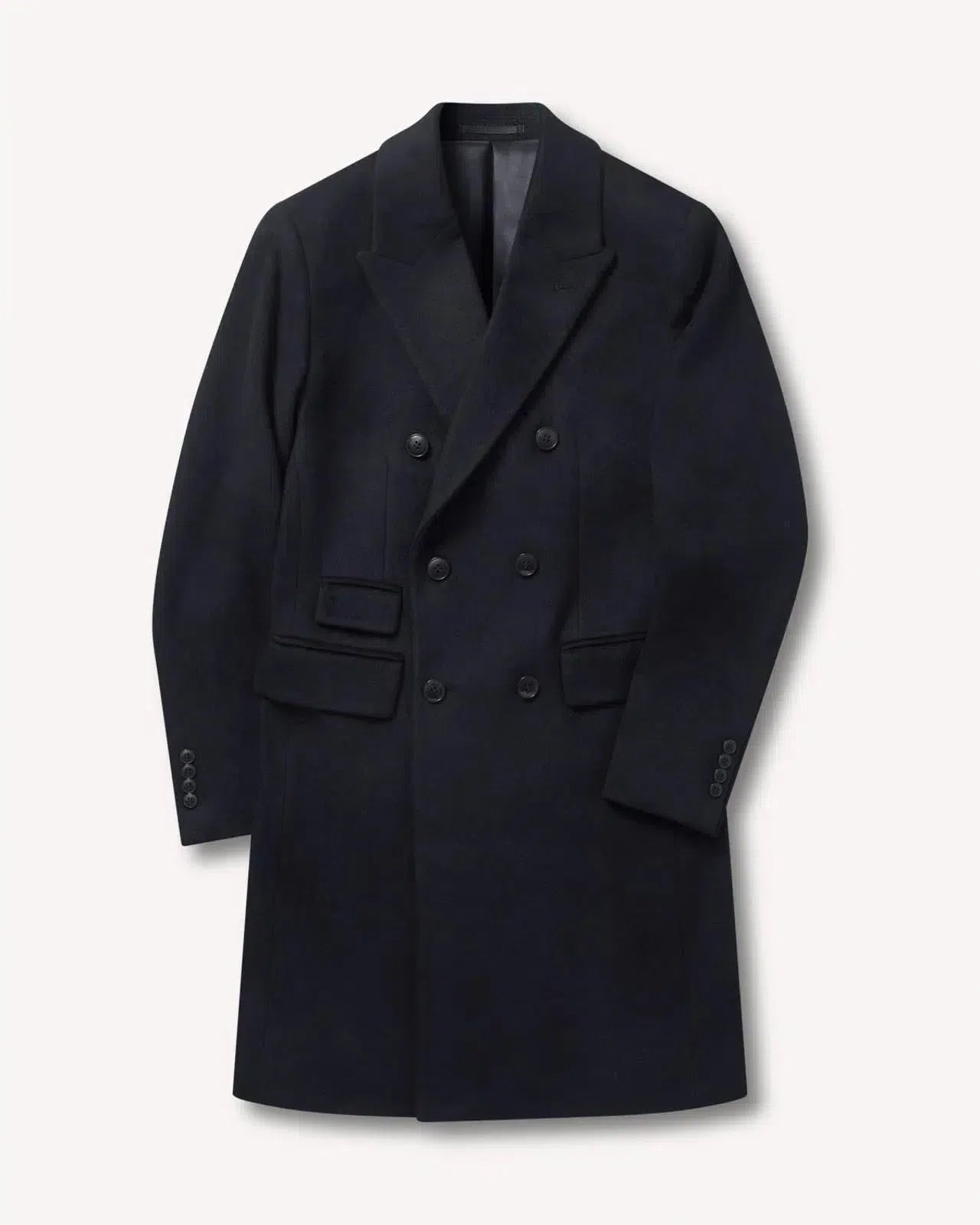 Kilgour Double Breasted Mid Length Overcoat Navy-MALFORD OF LONDON SAVILE ROW MENSWEAR OUTLET