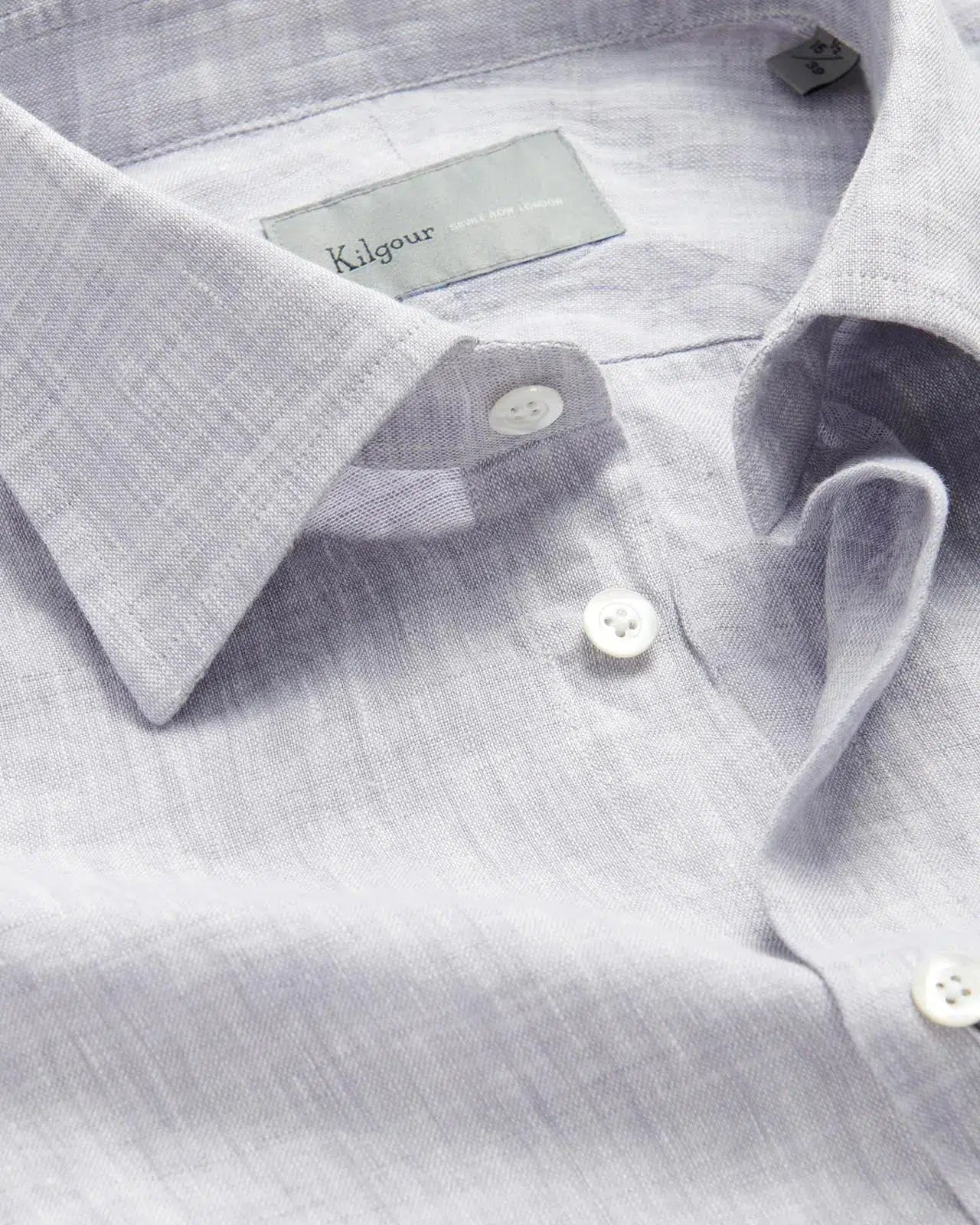 Kilgour Grey Tailored Fit Shirt Linen-MALFORD OF LONDON SAVILE ROW MENSWEAR OUTLET