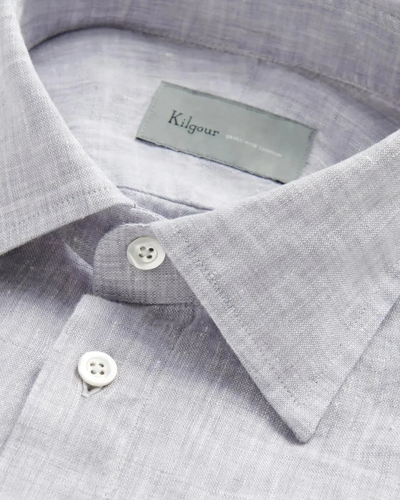 Kilgour Grey Tailored Fit Shirt Linen-MALFORD OF LONDON SAVILE ROW MENSWEAR OUTLET