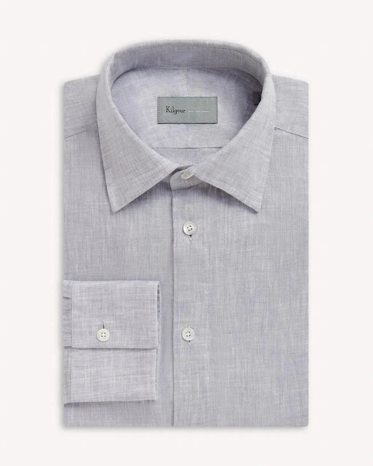 Kilgour Grey Tailored Fit Shirt Linen-MALFORD OF LONDON SAVILE ROW MENSWEAR OUTLET