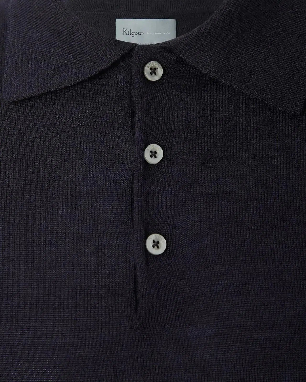 Kilgour Merino Wool Short Sleeve Polo Shirt Navy-MALFORD OF LONDON SAVILE ROW MENSWEAR OUTLET