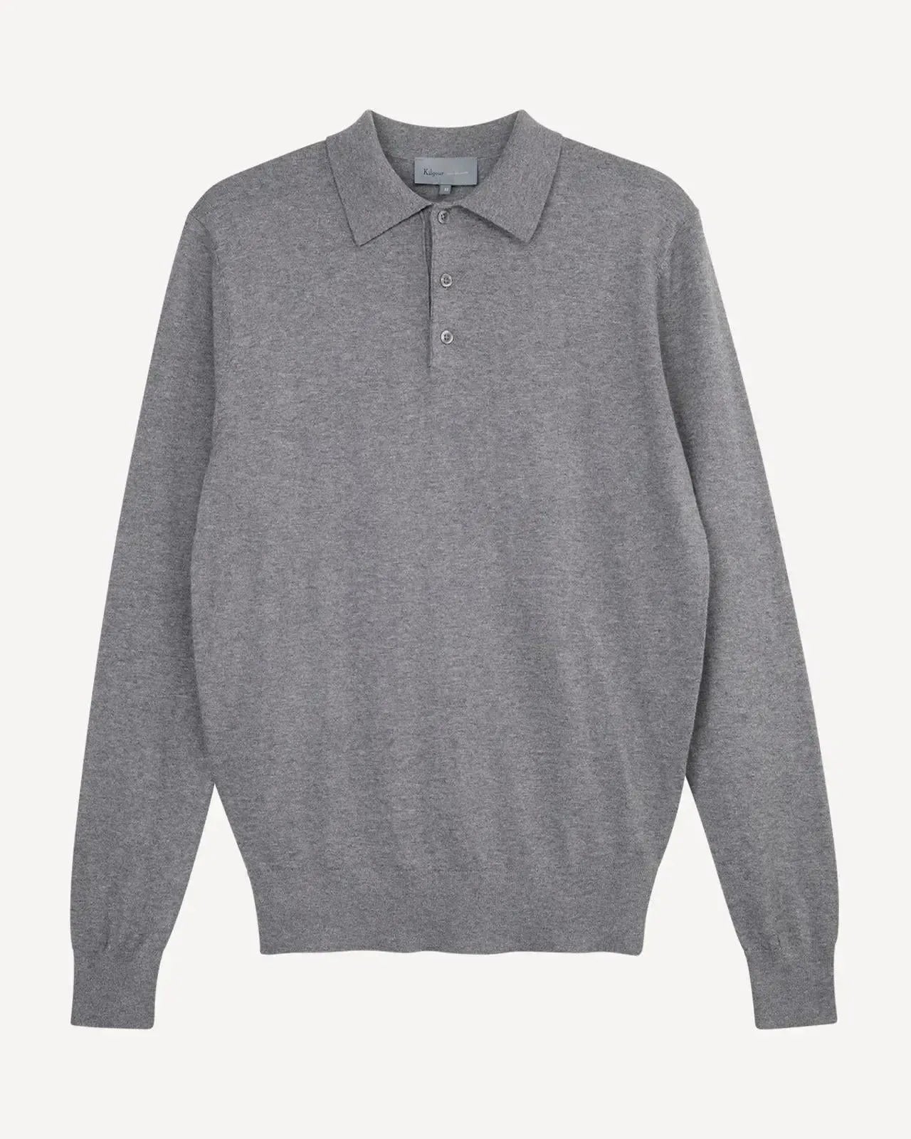 Kilgour Polo Neck Long Sleeve Knit Pullover Jumper Grey-MALFORD OF LONDON SAVILE ROW MENSWEAR OUTLET