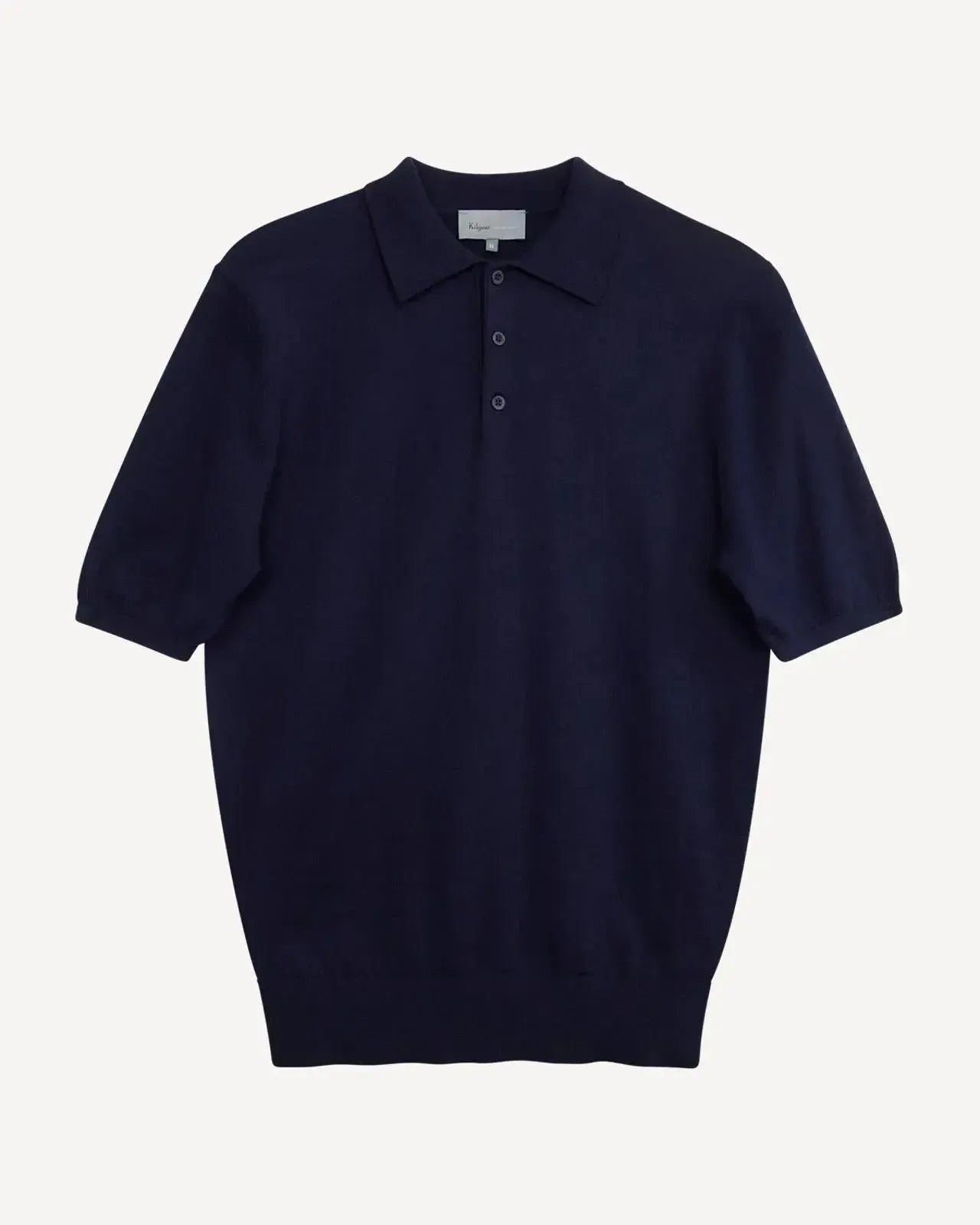 Kilgour Polo Neck Short Sleeve Polo Knit Navy-MALFORD OF LONDON SAVILE ROW MENSWEAR OUTLET