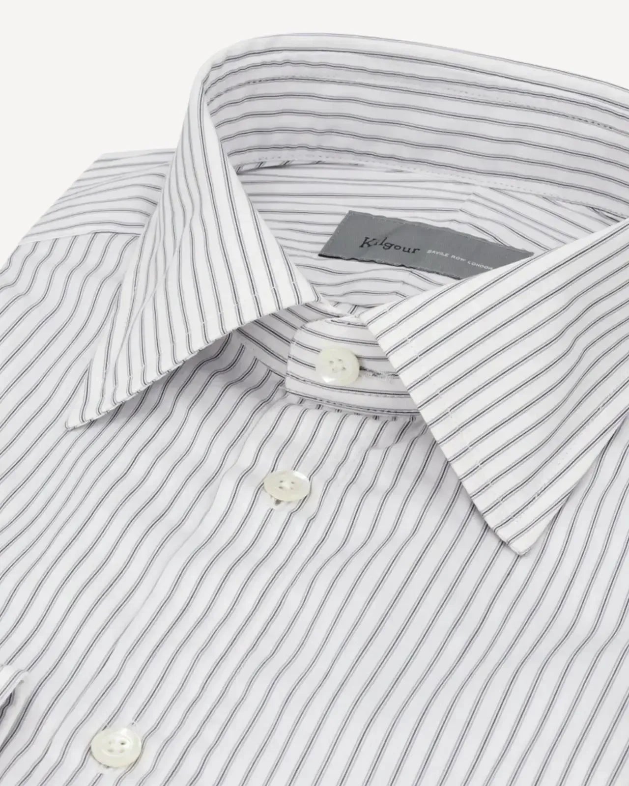 Kilgour Regular Collar City Stripe Shirt White Grey-MALFORD OF LONDON SAVILE ROW MENSWEAR OUTLET