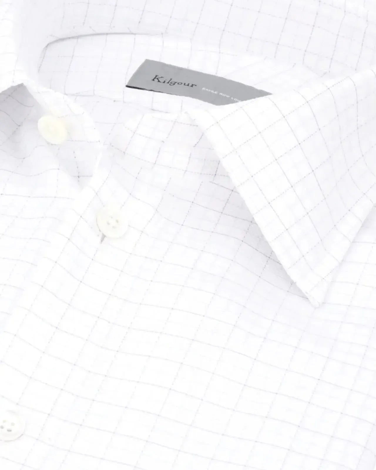 Kilgour Regular Collar Multi Micro Check Shirt White Royal Blue-MALFORD OF LONDON SAVILE ROW MENSWEAR OUTLET