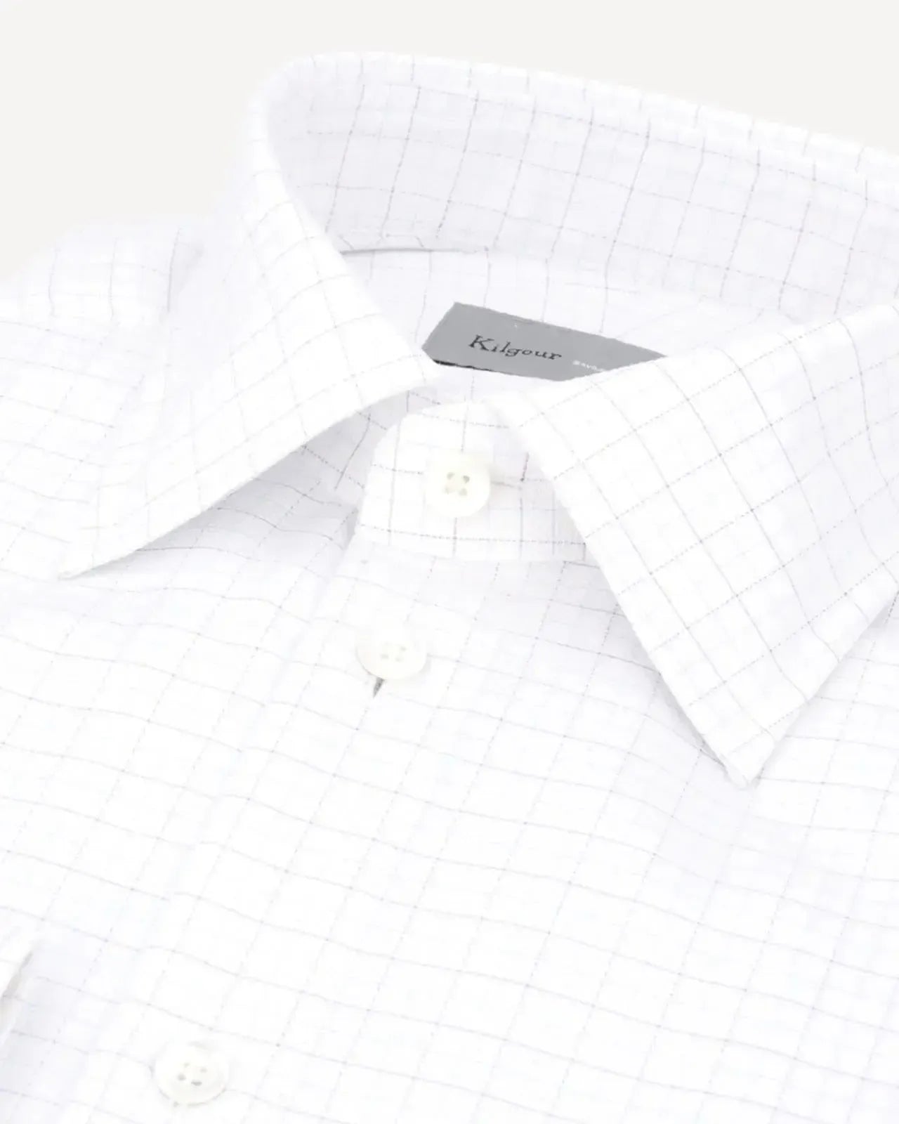 Kilgour Regular Collar Multi Micro Check Shirt White Royal Blue-MALFORD OF LONDON SAVILE ROW MENSWEAR OUTLET