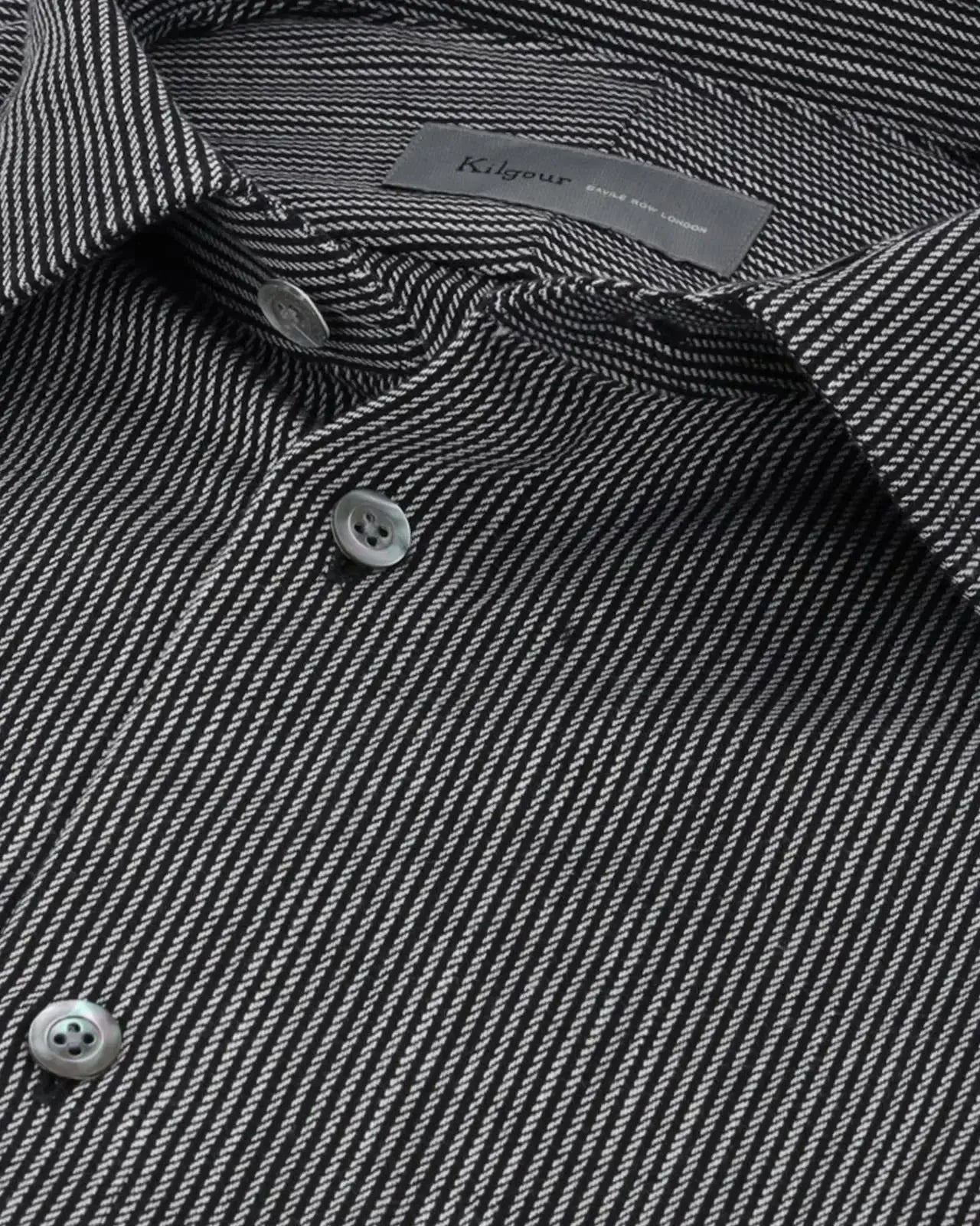 Kilgour Regular Collar Rope Stripe Shirt Black White-MALFORD OF LONDON SAVILE ROW MENSWEAR OUTLET