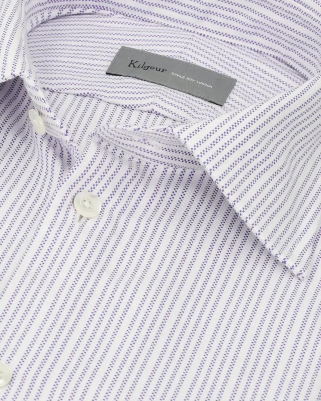 Kilgour Regular Collar Single Cuff Rope Stripe Shirt Blue White-MALFORD OF LONDON SAVILE ROW MENSWEAR OUTLET