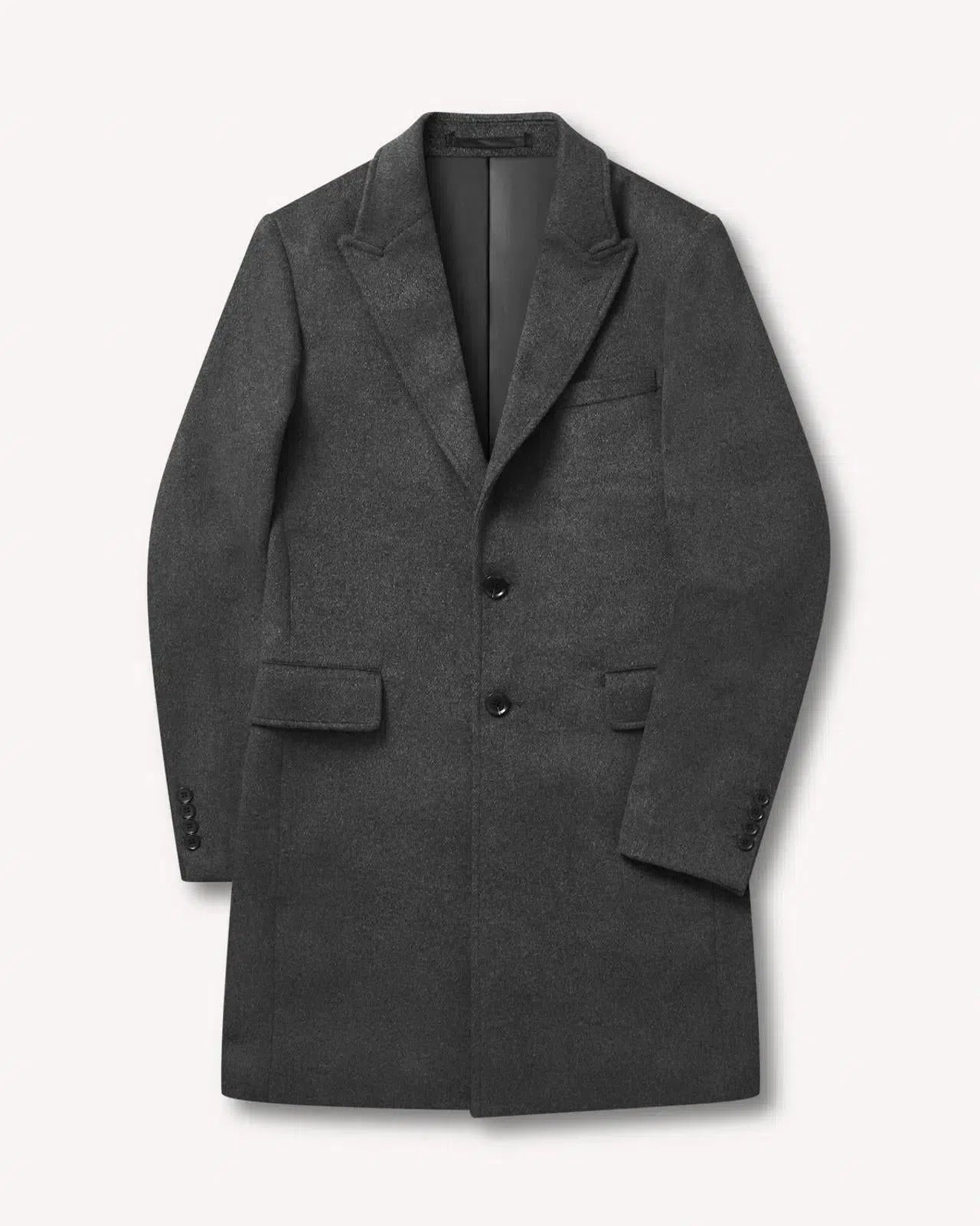 Kilgour Single Breasted Mid Length Overcoat Charcoal-MALFORD OF LONDON SAVILE ROW MENSWEAR OUTLET