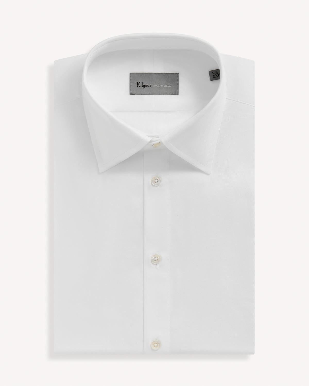 Kilgour White Twill Shirt-MALFORD OF LONDON SAVILE ROW MENSWEAR OUTLET