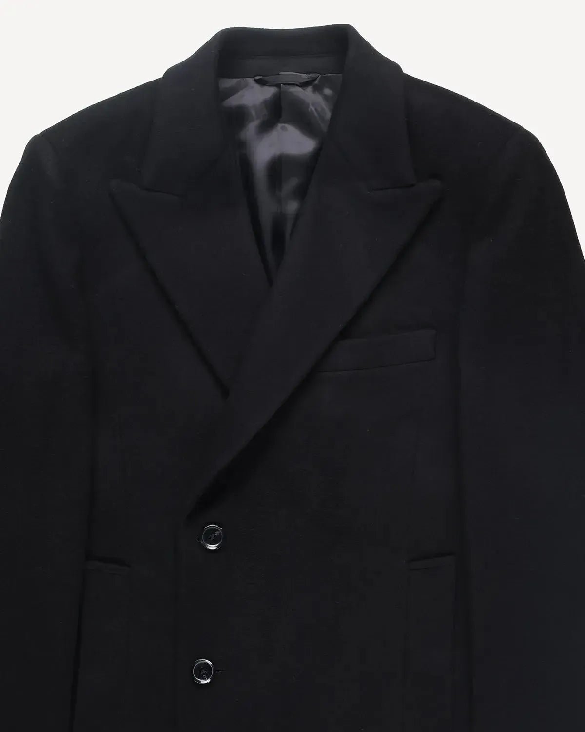 Kilgour Wool Cashmere Peak Lapel Overcoat - Black - Savile Row Formalwear Outlet - Malford of London