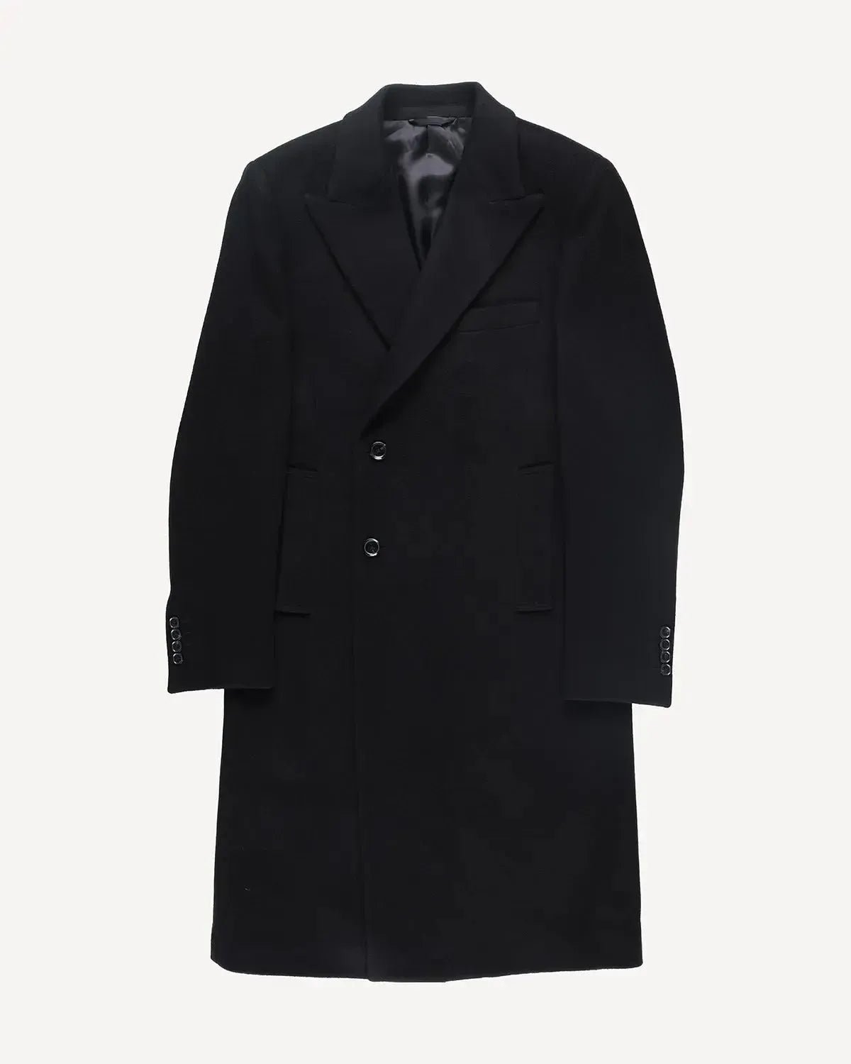 Kilgour Wool Cashmere Peak Lapel Overcoat - Black - Savile Row Formalwear Outlet - Malford of London