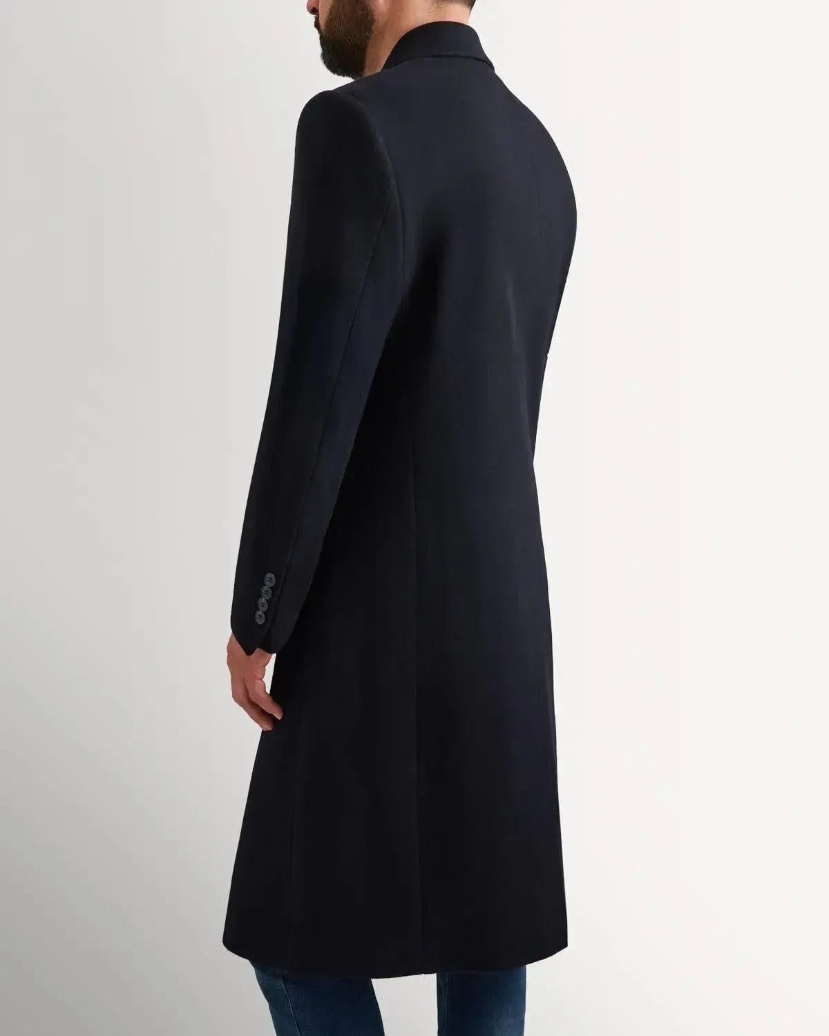 Kilgour Wool Cashmere Peak Lapel Overcoat - NAVY - Savile Row Formalwear Outlet - Malford of London