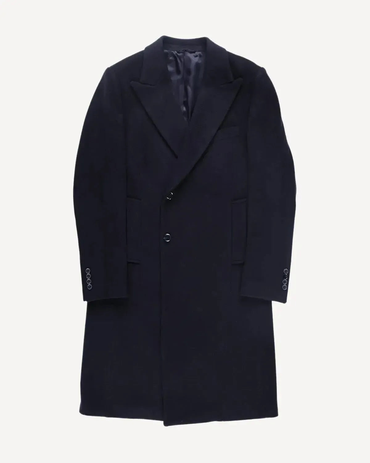 Kilgour Wool Cashmere Peak Lapel Overcoat-NAVY-MALFORD OF LONDON SAVILE ROW MENSWEAR OUTLET