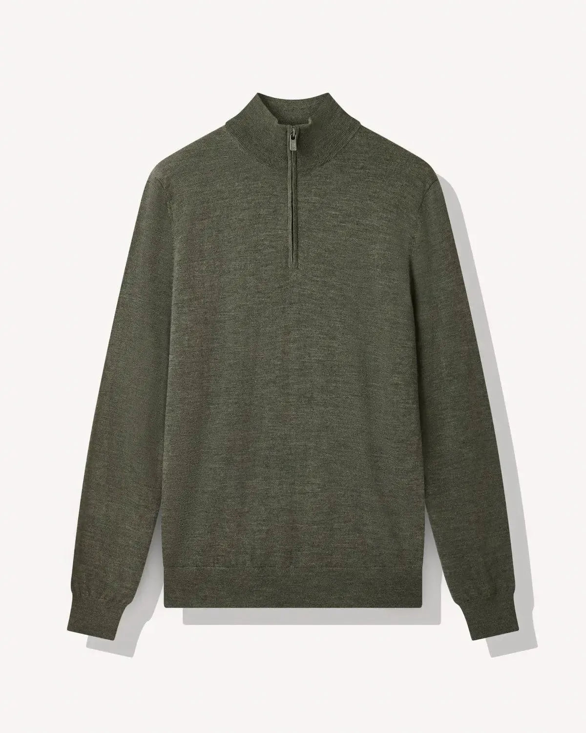 Richard James 1/4 Zip Merino Wool Knit Loden Green-MALFORD OF LONDON SAVILE ROW MENSWEAR OUTLET
