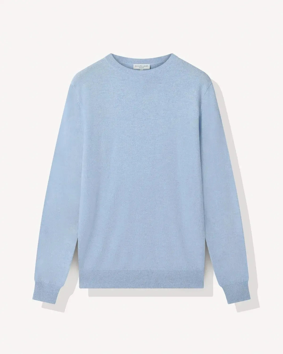 RJ Cashmere Mix Crew Neck BABY BLUE-MALFORD OF LONDON SAVILE ROW MENSWEAR OUTLET