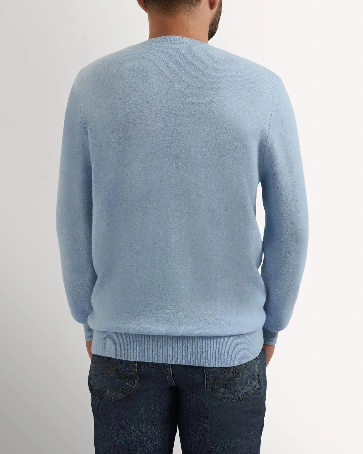 RJ Cashmere Mix Crew Neck BABY BLUE-MALFORD OF LONDON SAVILE ROW MENSWEAR OUTLET