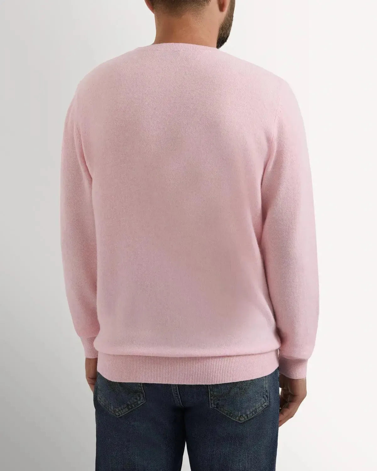 RJ Cashmere Mix Crew Neck BABY PINK-MALFORD OF LONDON SAVILE ROW MENSWEAR OUTLET