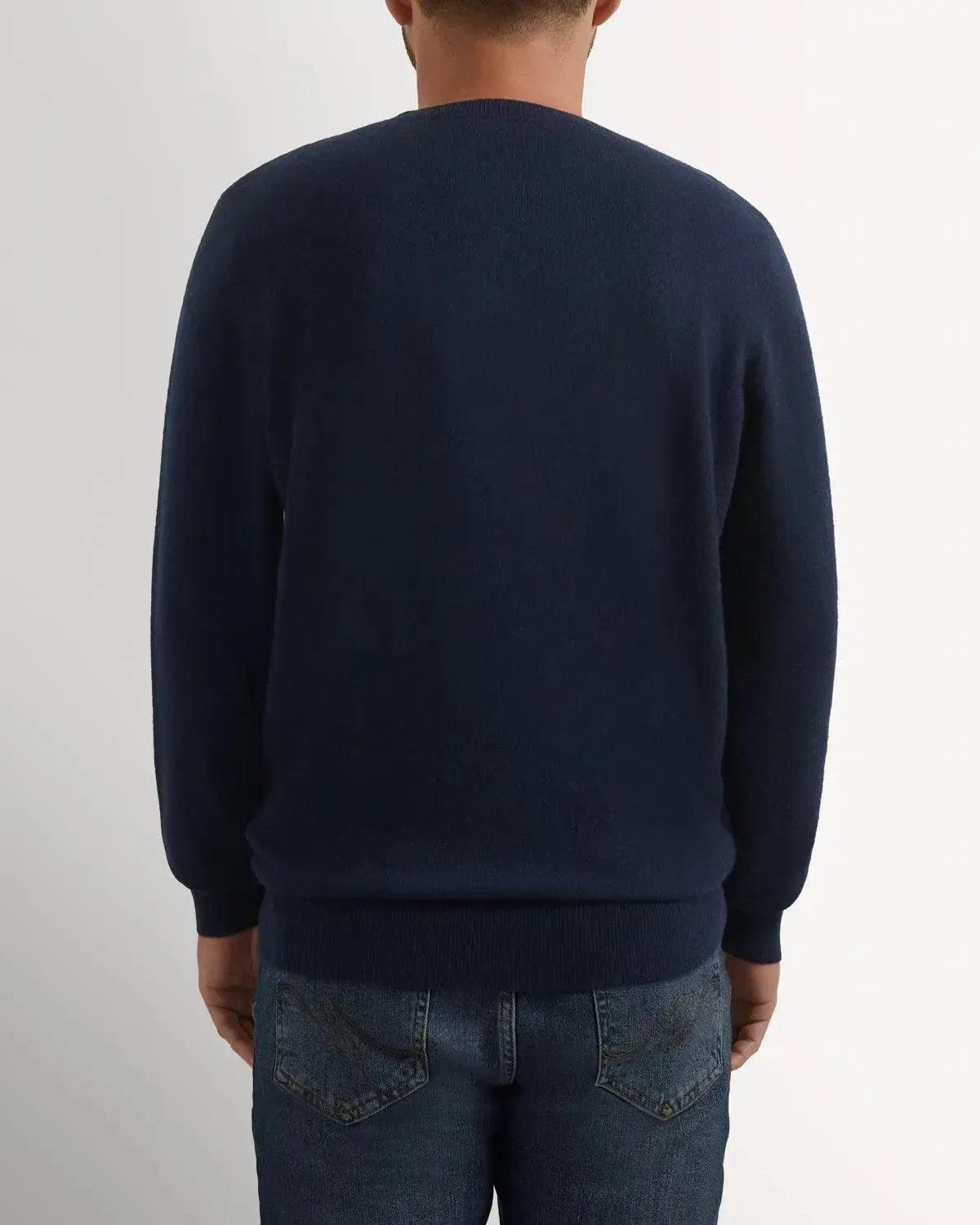 RJ Cashmere Mix Crew Neck NAVY-MALFORD OF LONDON SAVILE ROW MENSWEAR OUTLET