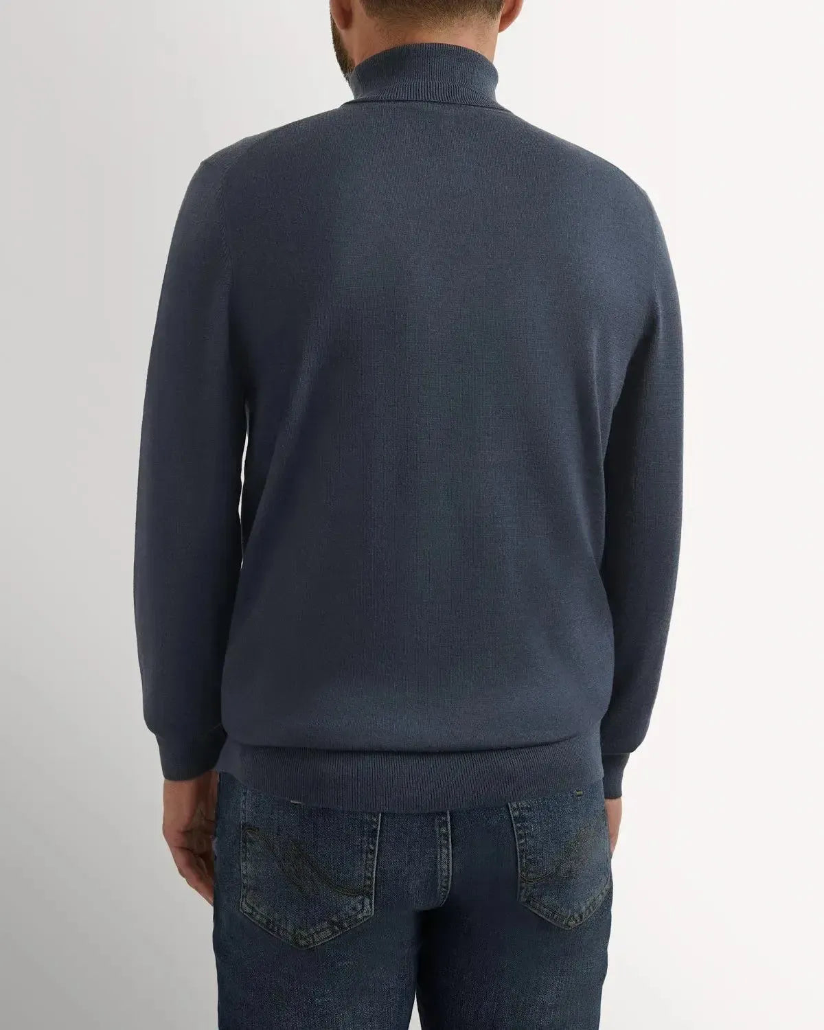 RJ Merino Wool Roll Neck TEAL-MALFORD OF LONDON SAVILE ROW MENSWEAR OUTLET