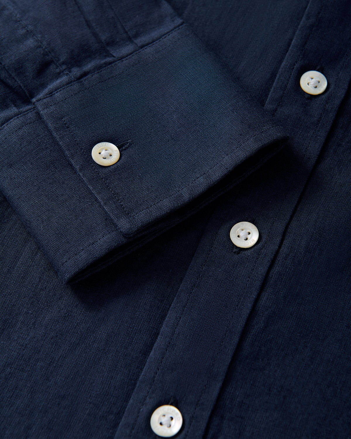 Richard James London Classic Linen Blend Shirt Navy