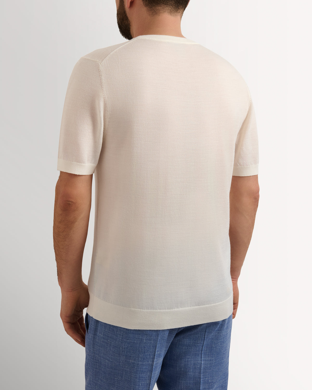 Richard James London Merino Silk Crew T-Shirt Ecru – Savile Row Menswear Outlet | Malford of London