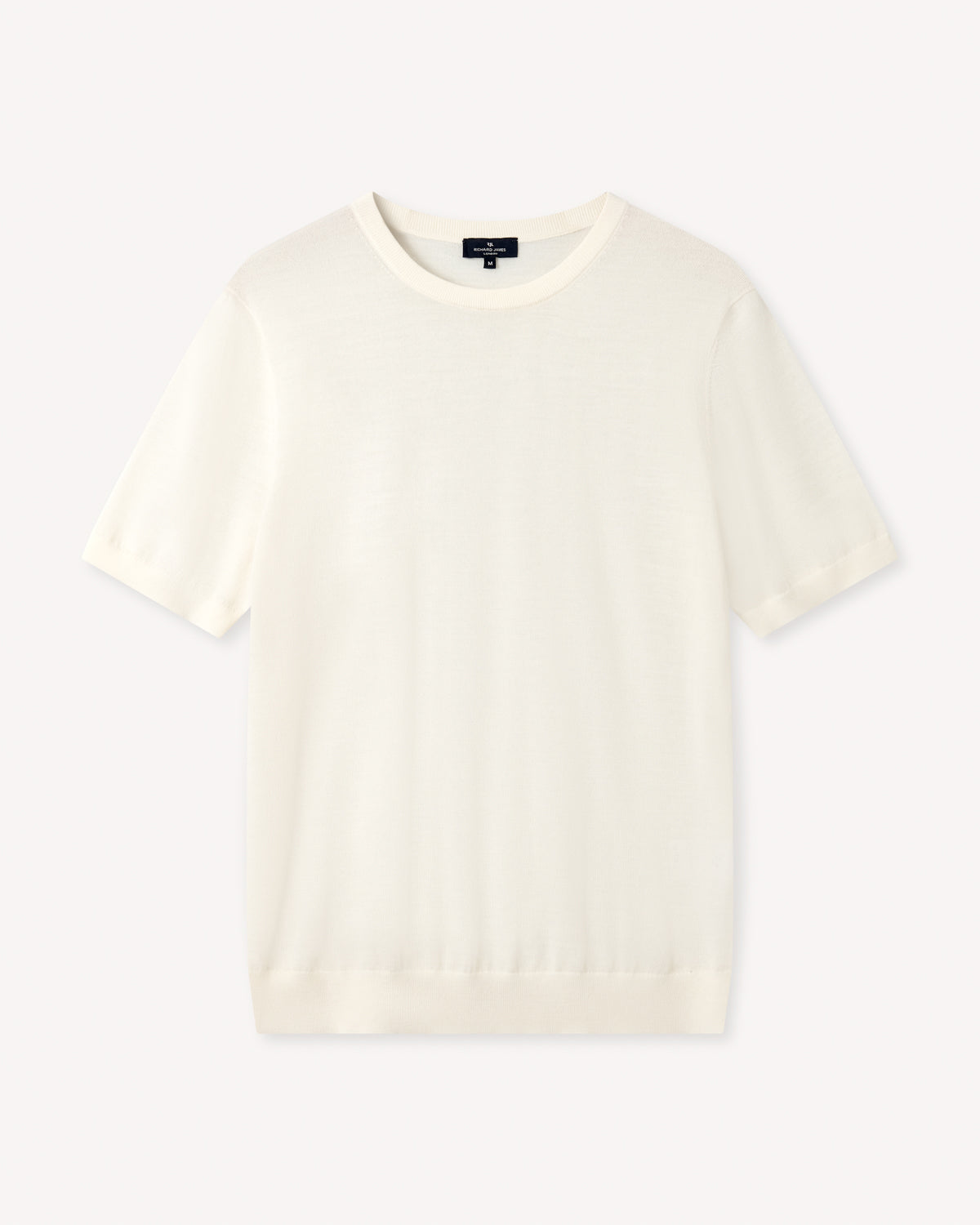 Richard James London Merino Silk Crew T-Shirt Ecru