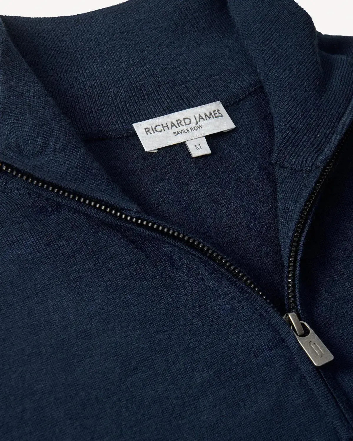 Richard James 1/4 Zip Merino Wool Knit Navy-MALFORD OF LONDON SAVILE ROW MENSWEAR OUTLET