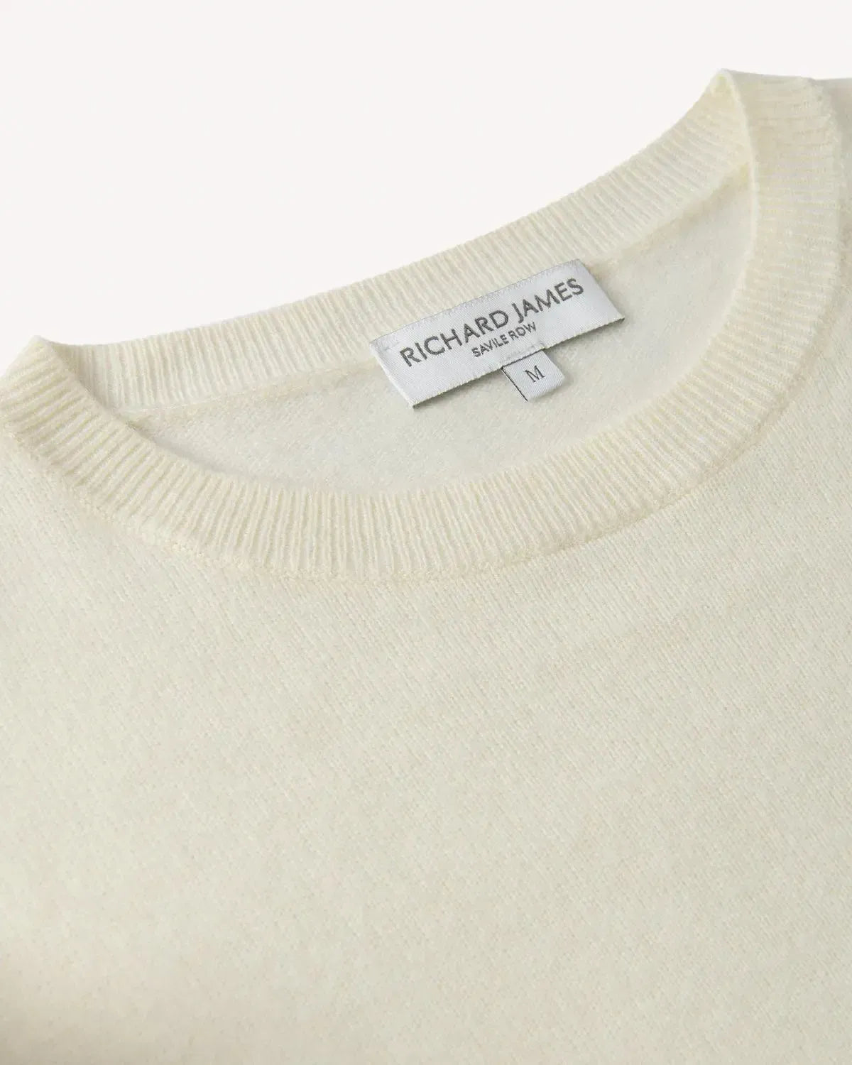 Richard James Cashmere Mix Crew Neck Cream-MALFORD OF LONDON SAVILE ROW MENSWEAR OUTLET