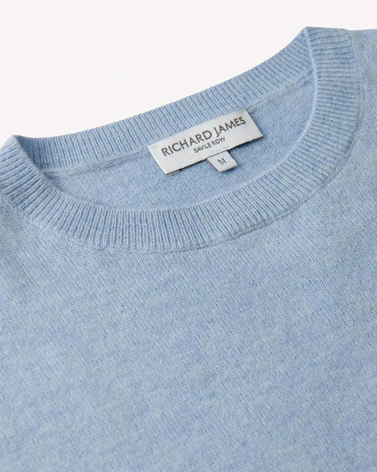 Richard James Cashmere Mix Crew Neck Sky Blue-MALFORD OF LONDON SAVILE ROW MENSWEAR OUTLET