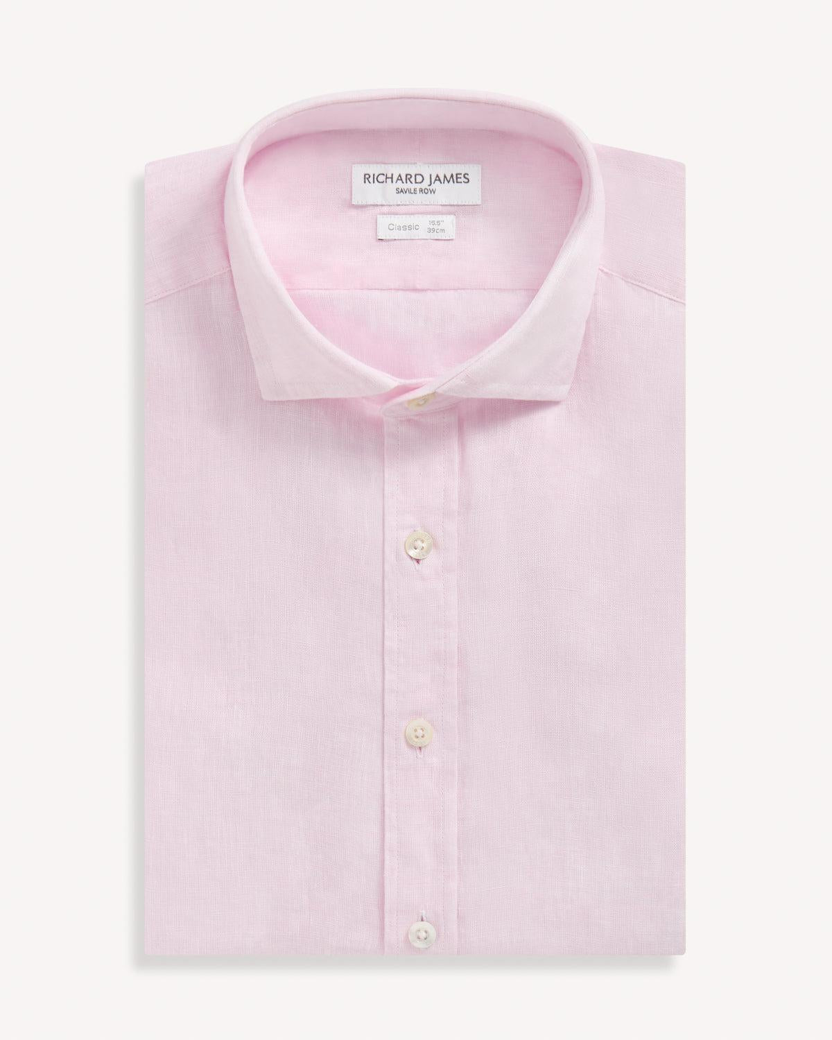 Richard James Classic Linen Shirt Pink-MALFORD OF LONDON SAVILE ROW MENSWEAR OUTLET