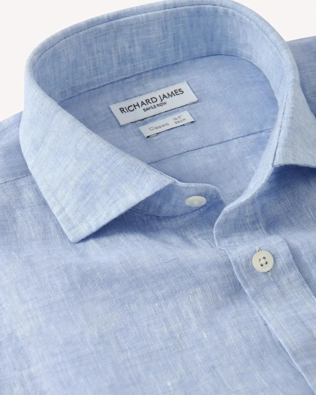 Richard James Classic Sky Linen Shirt-MALFORD OF LONDON SAVILE ROW MENSWEAR OUTLET